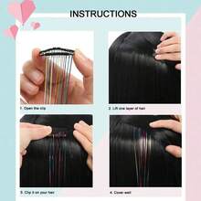 6Pcs Hair Tinsel Clip In 23.6Inch Glitter Tinsel Hair Extensions Clip In Hair Tinsel Kit Heat Resistant Shiny Sparkle Fairy Hair Accessories For Women (Mixed Color) - 銀色 - 查看 6