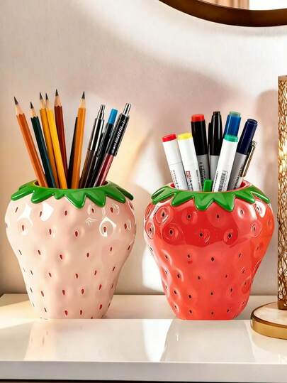 1个手工树脂草莓花瓶摆件，逼真草莓造型，室内/室外装饰，树脂材质，波西米亚风格家居装饰礼品，生日/毕业礼物，适合节日、家居装饰、圣诞礼物