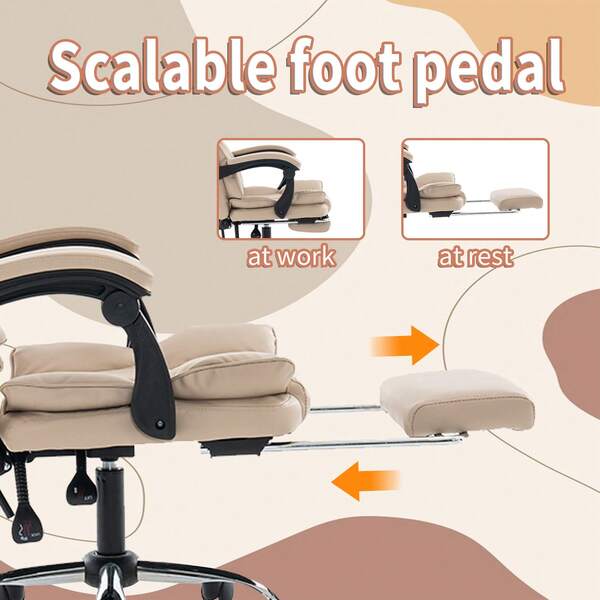 Cadeira gamer ergonômica com altura ajustável, base de 5 rodas, acolchoamento de espuma macia com suporte firme para as costas - design roxo e branco, adequada para adultos e adolescentes, cadeira de escritório com rodinhas, resistente a carpetes, estação de trabalho doméstica, construção durável, configuração profissional, toda bege