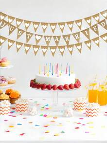 قطعة واحدة/قطعتان من أعلام مثلثة من الكتان الريفي للحب، ديكور زفاف DIY، مجرد متزوجين، لافتة شعار السيد والسيدة، قابلة للطي والعجن وإعادة الاستخدام لعدة مرات، مناسبة للأحداث الخارجية والذكرى السنوية وموسم الزفاف وديكور حفلة الزفاف، لافتة وشريط الزفاف، لوازم الزفاف