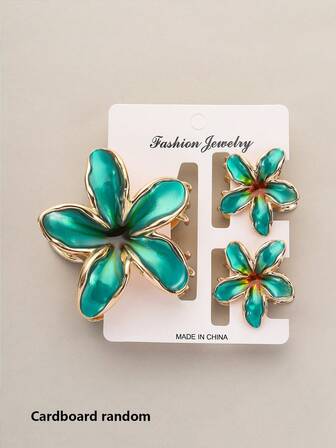 3 piezas Clips para el cabello de flor de lis de aleación de zinc esmaltada, clips para el cabello de niña lindos para verano y vacaciones en la playa, clips para el cabello con flores de margarita, clips para el cabello de mujer semi cubiertos, pinzas para el cabello, clips para el cabello de hada (estilo aleatorio en cartón), elegantes pinzas para el cabello accesorios para el cabello de invierno