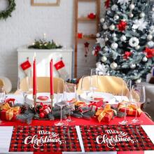 1/4/6 buc Covorașe de Crăciun roșii din seria Haig, aparținând în principal Crăciunului, covorașe de ziua de Crăciun, potrivite pentru decorarea camerei de zi cu zi, bucătăriei și mesei de petrecere, antiderapante și rezistente la căldură, covorașe de Crăciun fericite, decorațiuni pentru masa de bucătărie interioară cu tematică fermă, petreceri de familie, potrivite pentru masa de bucătărie, covorașe lavabile pentru interior/exterior, care pot șterge covorașele de masă.