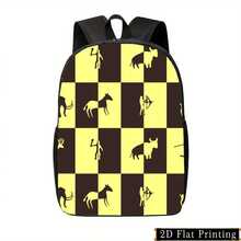 Stylish Unisex Backpack - Lightweight Large Capacity With Adjustable Straps & Side Pockets, Yellow & Black Checkered Print With Cat Silhouettes, Foldable Design For School, Travel, Casual Use, Backpack For School, Durable Zipper Closure, Everyday Carry,  Accessory, Sturdy Construction, College - 混合顏色 - 查看 9
