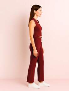 Women Two-Piece Outfits - 紫紅色 - 查看 3