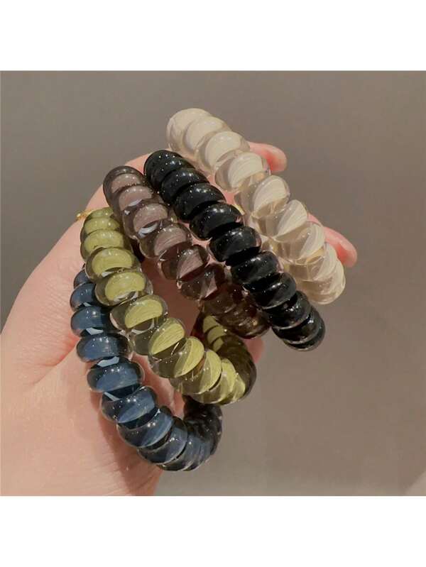 5pcs/Pack Jelly Color Elastic Hair Ties, Fresh & Versatile Ponytail Holders, Seamless ,Hair Elastics ,Hair Rubber Bands ,Scrunchies ,Hair Rope ,Elastic Hair Tie