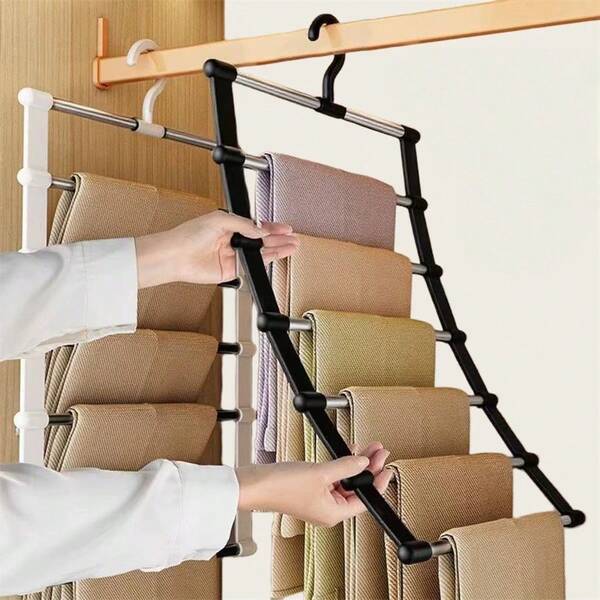 1pc Multi-Tier Pants Rack, Non-Slip Clothing Storage Organizer For Home