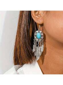 Bohemian Earrings, Designed With High-End Tassel Feather Earrings, A Must-Have Item For Fashionable Women, A Gift For Friends, A Treasure For Women, A Christmas Gift, And Daily Wear - Silver - View 6