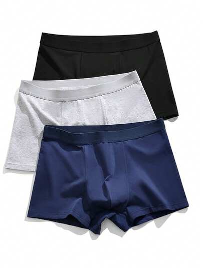 3 Stücke Herren Baumwoll-Boxershorts, atmungsaktiv