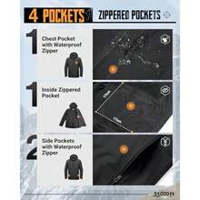 33000ft Men's Packable Rain Jacket Lightweight Rain Shell Jacket With Hood Waterproof Raincoat For Cycling - 黑色+小號 - 查看 4