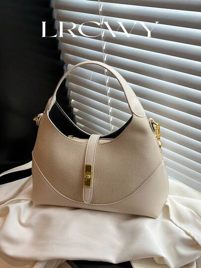 女士手提包和单肩包，时尚优雅简约商务休闲复古马鞍包，白色