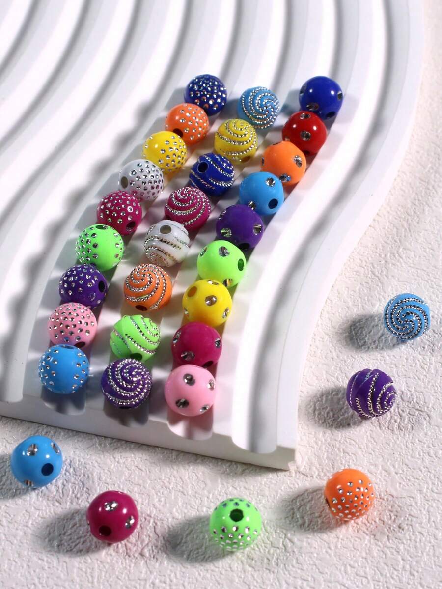 50 قطعة من الخرز الملون المطلي بالفضة ذو الثقب المستقيم قياس 10 مم من الراين الأكريليك، إكسسوارات صنع المجوهرات DIY للأساور والمجوهرات، خرز فضفاض