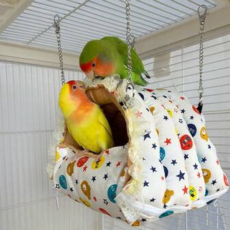 1 pieza Nido de algodón para loro, nido cálido con forro, nido grueso para jaula de pájaros, adecuado para hibernación, calefacción y aislamiento para loros, guacamayos, cacatúas y otras aves