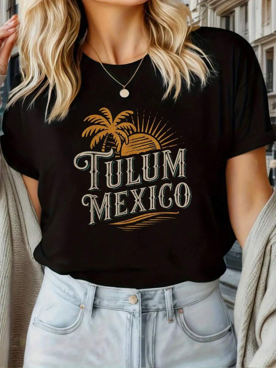 100% Algodón Unisex ¡Viva México! Camiseta Gráfica Divertida de Novedad del Lado Divertido de la Pared, Camiseta de Manga Corta con Cuello Redondo Impresa 100% Algodón - Negro 5 - Ver 1