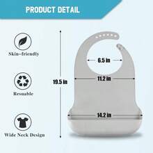 Babero ajustable de silicona para adultos, babero lavable para hombres y mujeres, babero impermeable para ancianos con receptor de migas - inicial - Ver 7