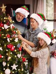 1pc, Holiday Unisex Adult, Velvet Comfort Classic Santa Hat, Suitable For Christmas, Ladies, Men, Holiday Parties - Stripe - View 4