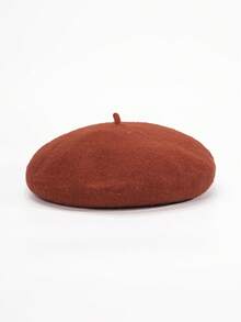 1pc Solid Color Beret Hat, Unisex Autumn/Winter Outdoor Cold-Proof Cap, Personalized Stylish Beanie For Men, Y2K Style