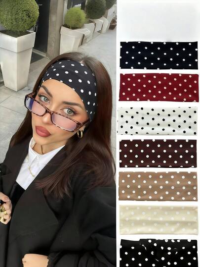 New Polka Dot Yoga Elastic Headband, Fashion Dotted Makeup Headwrap, Sports Fitness Sweat-Absorbent Hair Band Hair Accessories Winter Scarf Women Bandanas
