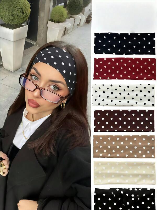New Polka Dot Yoga Elastic Headband, Fashion Dotted Makeup Headwrap, Sports Fitness Sweat-Absorbent Hair Band Hair Accessories Winter Scarf Women Bandanas