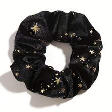 4 pezzi Scrunchies soffici, morbidi e delicati per i capelli, con stampa a stelle, nei colori nero/marrone/rosso/blu navy. Elastici versatili per capelli, accessori per capelli in gomma, fermacode per coda di cavallo, elastici per capelli, corda per capelli, lacci elastici per capelli