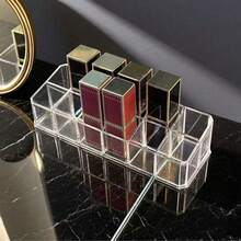 1个多隔层口红收纳盒 - 透明亚克力化妆品收纳盒，可收纳口红、眉笔和化妆刷 - 非常适合卧室梳妆台使用