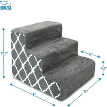 Best Pet Supplies Dog Stairs & Steps - Foam Steps For Small Dogs & Cats, Non-Slip Indoor Balanced Pet Step Support, Dog Ramp, No Assembly, Gray Lattice Print, 3-Step (13.5-Inch Height),21720291 - Dark Green - View 2