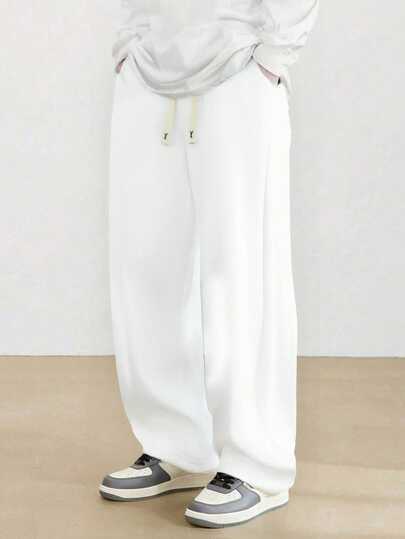 Men's Knitted Straight Leg Pants, Lightweight, All-Match Versatile Casual Sweatpants For Summer