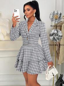 Amarilo Women's Casual Fashion Long Sleeve Blazer And Pencil Skirt 2 Pieces Set