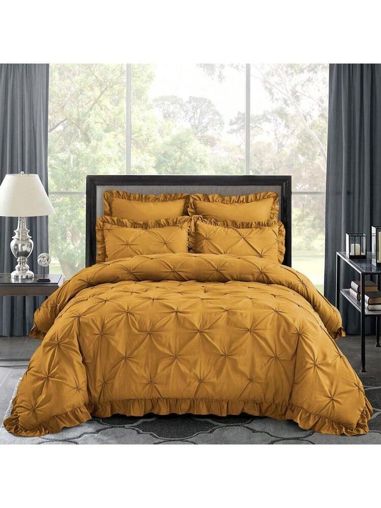 5 Piece Romantic Princess Pintuck Comforter Set - 100% Prime