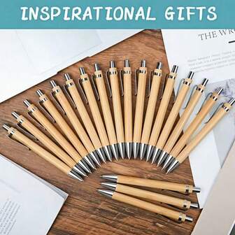 100/50/10pcs Retractable Bamboo Ballpoint Pens, Bamboo Shaft Design, Fashionable, Suitable For Office, Business, School And Various Activities, Gift Pens With Push ButtonIdeal Gift Choice (Black Ink) Back To School