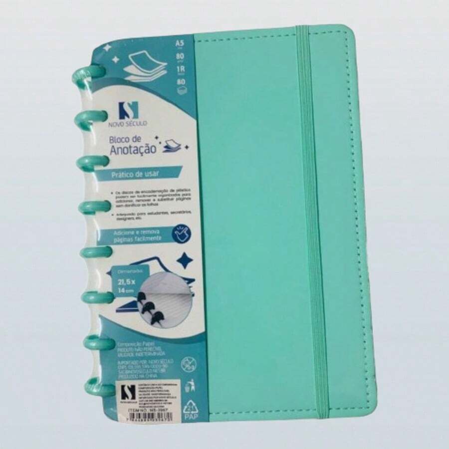 Smart Notebook A5 / B5 / A4 With Removable Discs 80 Sheets - Blue, Pink, Light Pink, Green, Lilac And Black - 薄荷綠 - 查看 1