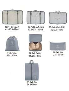 1 set da 8 borse per organizzare i bagagli da viaggio, borse organizer multifunzionali per vestiti, cubi per l'imballaggio dei bagagli, set pieghevole per ordinare i vestiti, borsa multifunzione portatile, adatta per biancheria intima, scarpe, coperte, elettronica, cosmetici, articoli da viaggio, forniture per il ritorno a scuola, necessità per il dormitorio, in materiale in poliestere resistente all'usura e impermeabile, con grande capacità