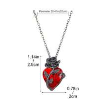 Gothic Rose Heart Necklace For Women Jewelry Flower Heart-Shaped Choker Valentine's Day Jewelry Gift - 紅色 - 查看 4