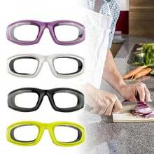 1 par de gafas para cebollas - Gafas salpicaduras de cocina y parrilla, protegen los ojos del aceite caliente y las especias, plástico duradero, negro/verde, adecuadas para cocinar, asar a la parrilla y en la preparación de alimentos, accesorio elegante y práctico
