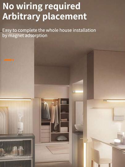 1pc 10cm/3.94in, 20cm/7.87in, 30cm/11.81in, 50cm/19.69in LED Rechargeable Eye Care Bureau Lamp, Wireless Motion Sensor Cabinet Light, Reading Under Magnetic Strip Bookshelf Bedroom/Storage Room Night Portable held USB Lamp view 7