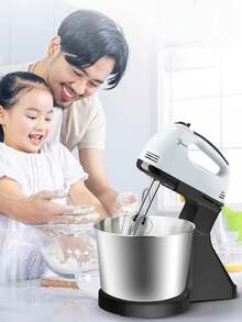 Mezcladores de alimentos de pie Mezclador eléctrico de alimentos Batidor de huevo de escritorio Batidor de crema de pastel de masa Amasadora Espumador de leche ,Enchufe de EE, Color Blanco - Tipo de Enchufe A USA (110-127V) - Ver 6