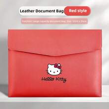 Sanrio Teczka na dokumenty i torba do przechowywania Hello Kitty, wykonana z grubej skóry PU, najwyższej jakości, z magnetycznym zapięciem na zatrzask, przenośna i wielofunkcyjna, duża pojemność, z łatwością przechowuje dokumenty i inne przedmioty