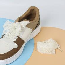 3.5cm Lace Trim Shoelaces, Ballet Style - 1 Pair, 100cm Length, Suitable For Dress Shoes Lace Accessories