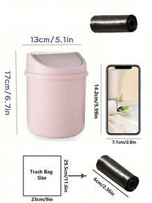 1pc INS Style Bedroom New Girl Heart Home Cute Cover Net Red Mini Storage Box, Plastic Garbage Can With Lid, Tabletop Wastebasket, Trash Bin For Home Office Desk Decor,Coffee Table, Office, Living Room, Study