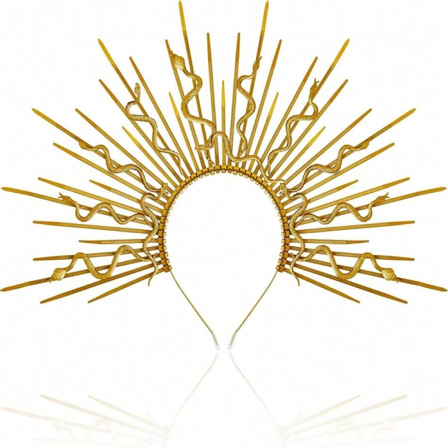 Medusa Snake Halo Crown Headbands Sunburst Egyptian Snake Headpiece Snake Tiara Hairband For Halloween Cosplay Photoshoot,21684660 - Vàng - Xem 1
