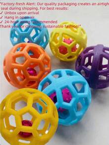1pc Pet Chasing Toy Hollow TPR Bouncy Ball With Bell, Squeaky & Durable Interactive Toy For Teeth Cleaning & Training, Suitable For Cats & Dogs (Random Color) - Multicolor - View 9