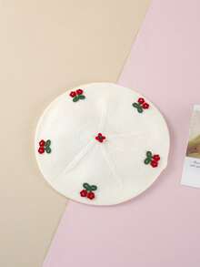 1pc Baby New Autumn/Winter Beret Hat, 1-4 Years Old, Fashionable Christmas Style Baby Boy/Girl Floral Decor Hat