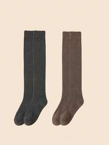 2/3/4/5 Paar Damen Winter Warm Überknie Socken, Damen Knie-/Oberschenkelhoch Socken, Dicke Warme Oberschenkel-/Kniestrümpfe, Verdickte Socken über den Knien, Herbst und Winter Warme Haushalts-Socken (Aufgrund von Licht und Winkel während der Aufnahme kann es leichte Farbunterschiede zum Produkt geben), Kuschelige Socken - Verschiedenfarbig - Übersicht 16