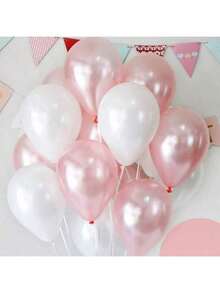 30pcs/Set Transparent Pearl Pink & White Latex Balloons, Suitable For Birthday, Wedding, Graduation, Back To School Party Decoration