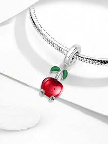 1颗925纯银苹果吊坠珠，适合DIY手链和女士首饰 - 款式6 - 查看 3