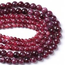 Natural Red Garnet Gemstone Round Beads, 4mm/6mm/8mm/10mm Smooth Loose Beads, Suitable For Jewelry Making Enthusiasts, DIY Accessories, Handmade Gifts - Red - View 1