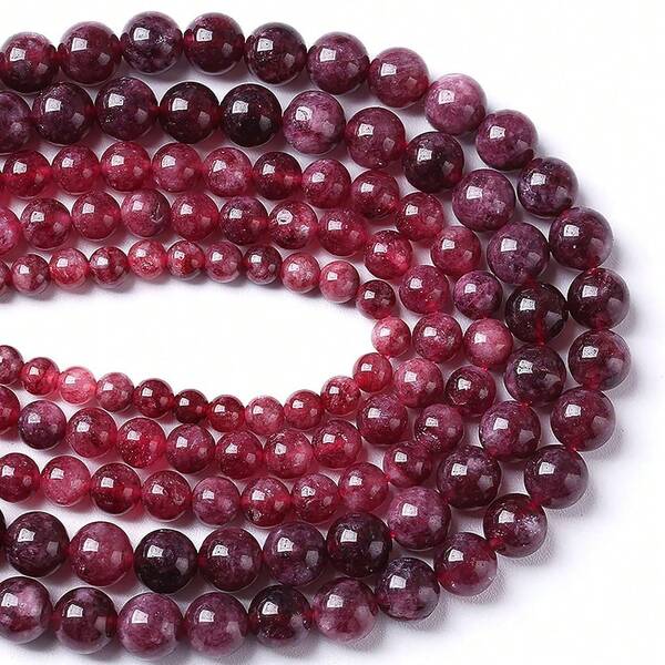 Contas redondas de granada vermelha natural, contas soltas lisas de 4 mm/6 mm/8 mm/10 mm, adequadas para entusiastas de joias, acessórios faça você mesmo, presentes artesanais