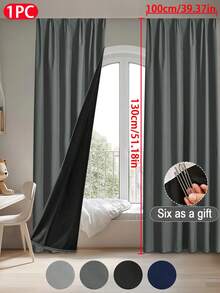 1片纯色经典简约涤纶遮光窗帘，挂钩设计，遮光防晒，适用于客厅、卧室、书房、窗户及房间装饰，轻盈透气，100%涤纶纯色面料，现代设计，黑色衬里，四季皆宜，适合居家及日常使用。 - 彩色 - 查看 13