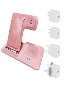 Cargador inalámbrico de carga rápida de calidad 2025 Cargador inalámbrico portátil para viajes Estación de carga con adaptador de 18W, Soporte plegable magnético 3 en 1 para teléfonos móviles, Compatible con iPhone 17 16 15 14 13 12 11 Pro Max Mini Plus X XR XS Max SE 8 Plus, Compatible con Apple Watch 10-1, 4/3/2/Pro, Regalo de San Valentín para viajes - Multicolor - Ver 2