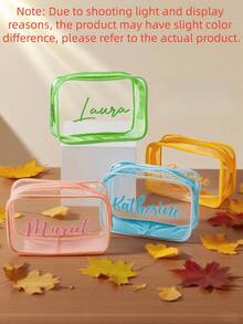 Bolsa de maquillaje transparente personalizada | Organizador de viaje personalizado para mamá y bebé | Bolsa de aseo transparente | Lindo regalo para mamá, niños y bebés - Multicolor - Ver 3