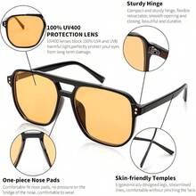 FEISEDY Retro aviador cuadrado gafas de sol para mujeres hombres 70s vintage de moda marco de plstico lentes de sol B2835 - 007 Montura negra/Lente amarilla + 57 Milímetros - Ver 6